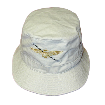 Floppy Khaki Bucket Hat with Pilot Wings & Hook size X-Large